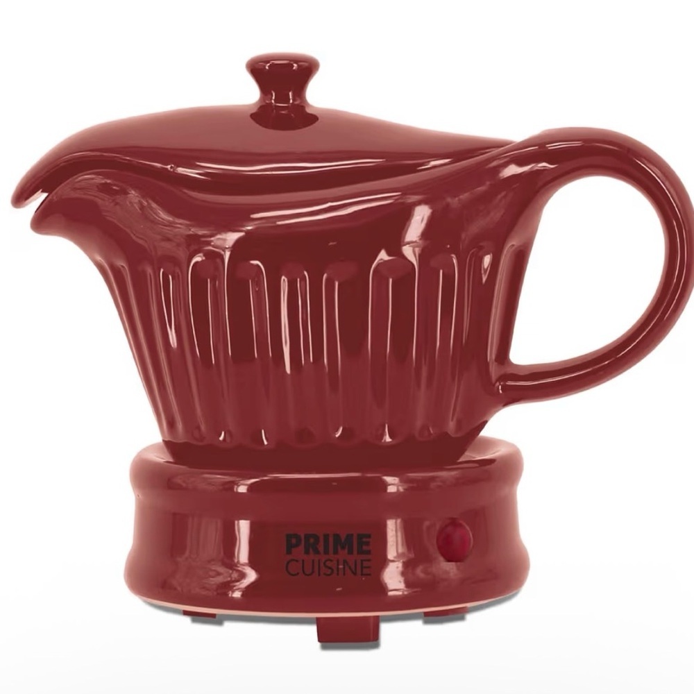Prime Cuisine Electric Gravy Boat Warmer, Burgundy - Picture 1 of 3